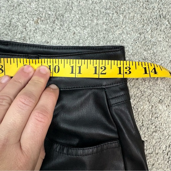 Zara Women Faux Leather Pleather Black Wide Leg Pants Trousers Chic Bikercore XS - Picture 8 of 10